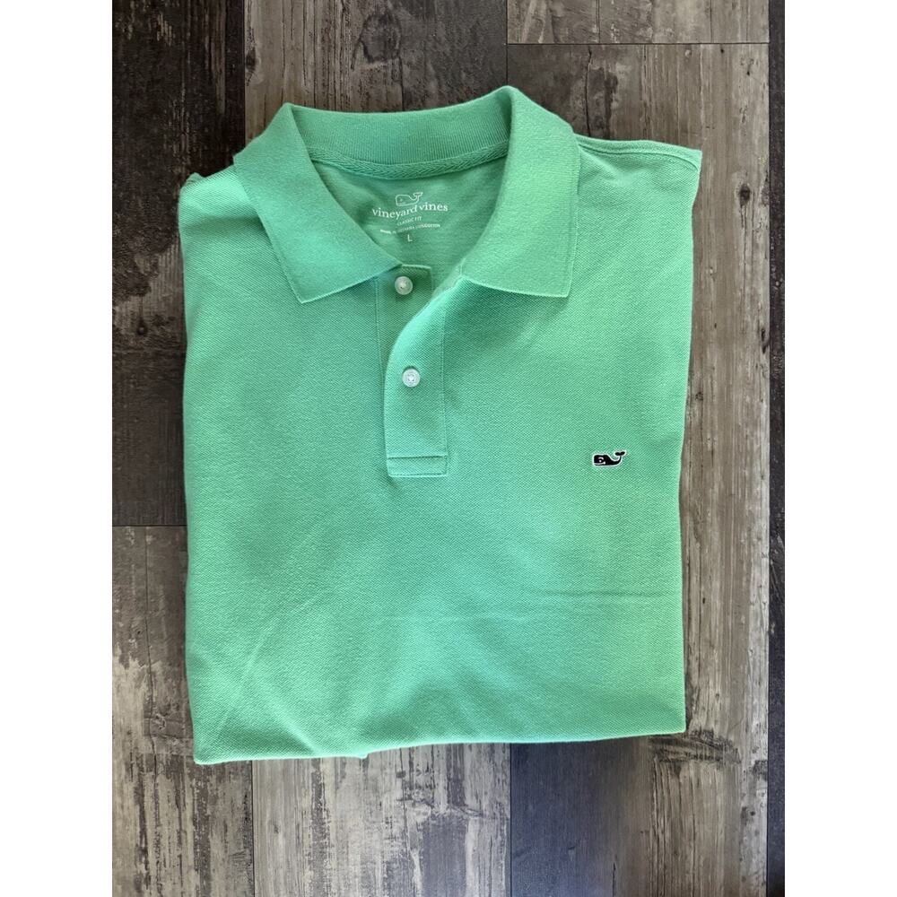 Vineyard Vines Men’s Large Green Classic Fit Polo Shirt 100% Cotton Whale Logo - Picture 4 of 6